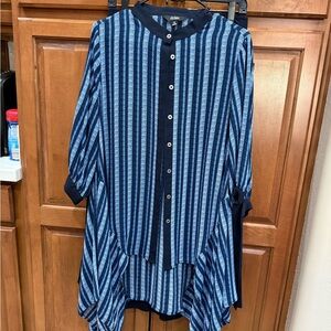 Investments Blue Striped Pantsuit